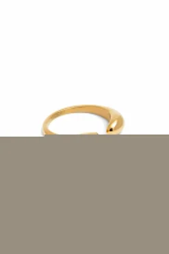 Anillo Doble Gota Acero Baño Oro