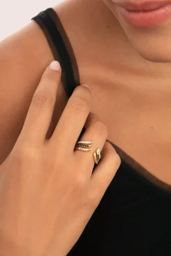 Anillo Peak Scarlett Spark Plata Baño Oro