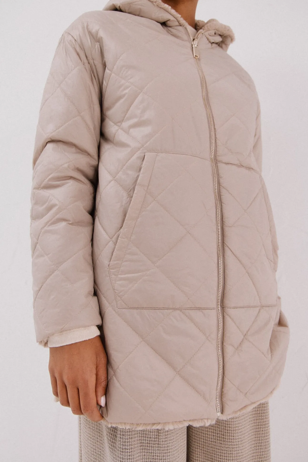 Anorak acolchado reversible efecto pelo