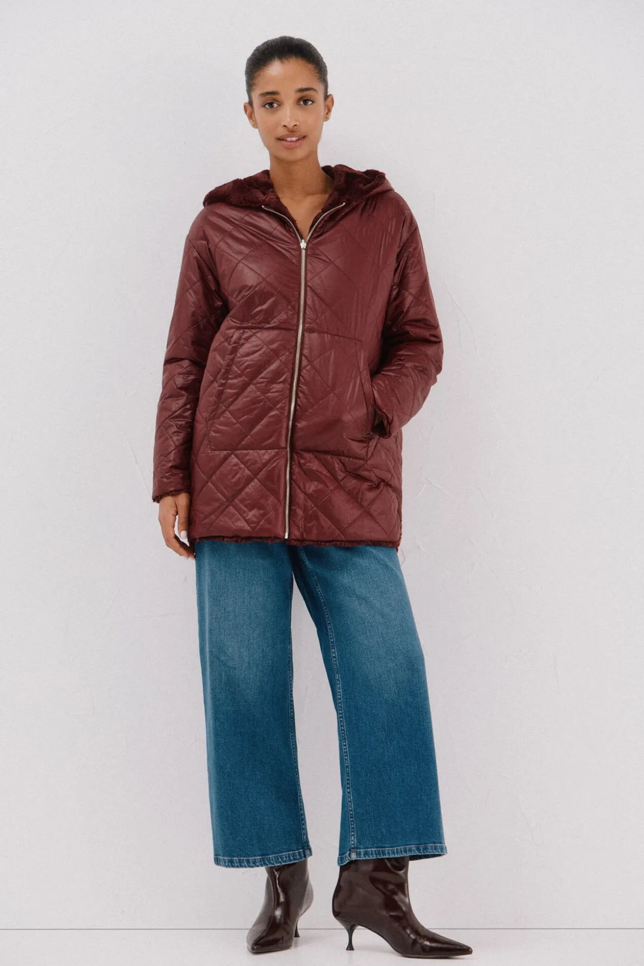 Anorak acolchado reversible efecto pelo