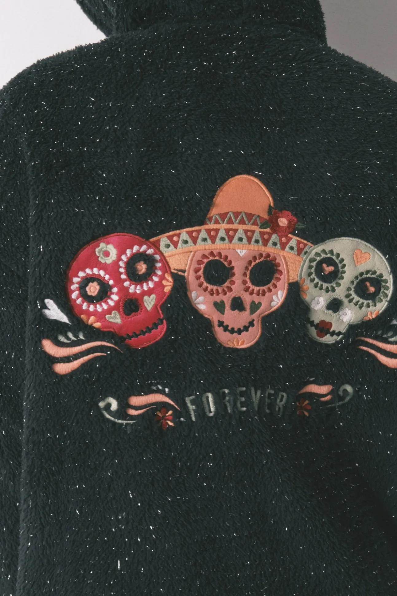 Bata corta borreguito negro "Día de muertos"