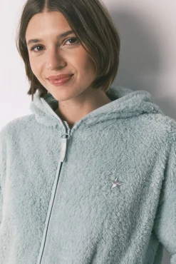 Bata corta tejido pelo verde lurex