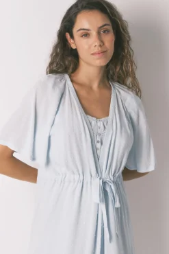 Bata larga "maternity" manga corta viscosa verde