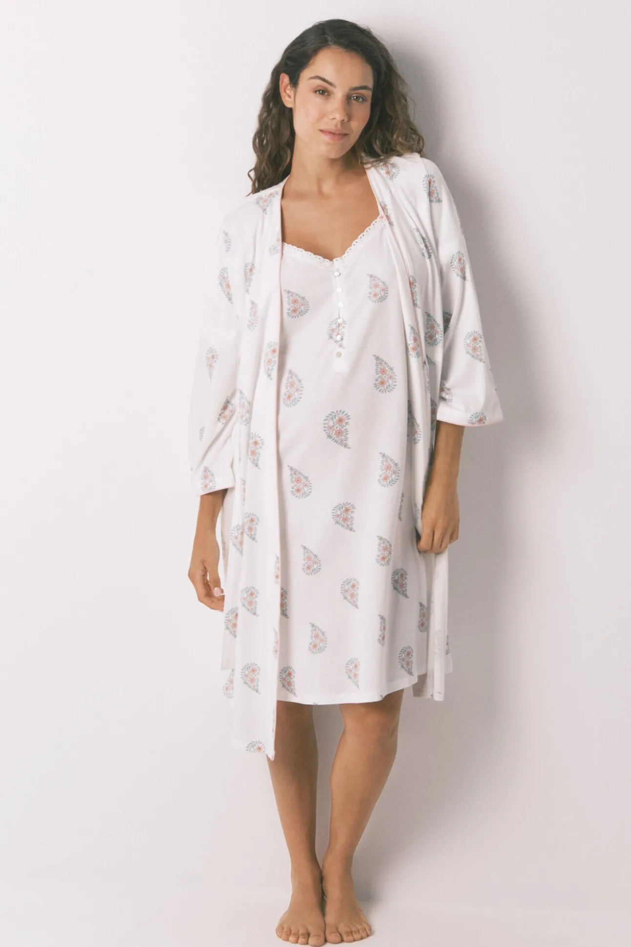Bata larga "maternity" print floral