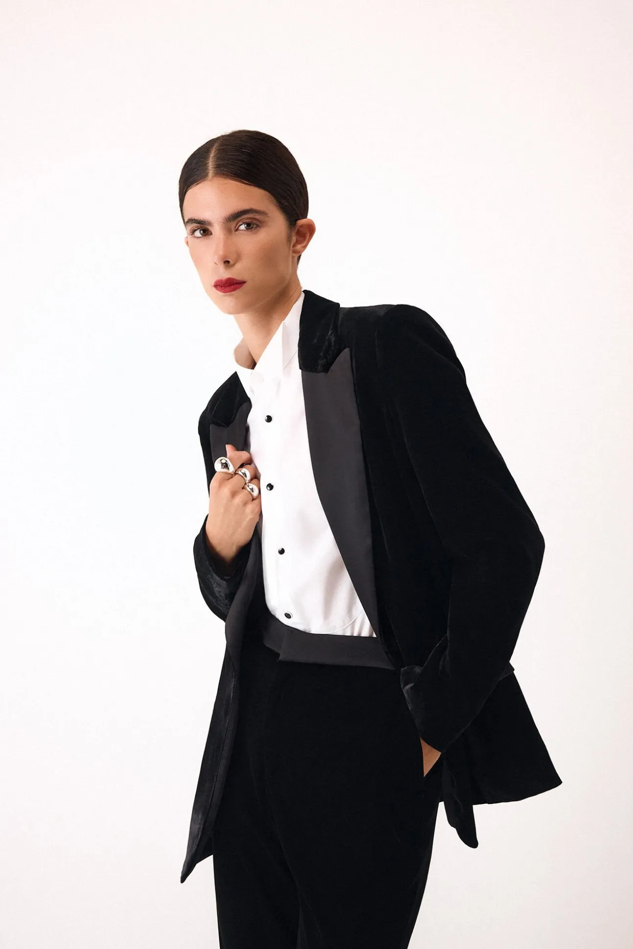 Blazer de terciopelo y satén