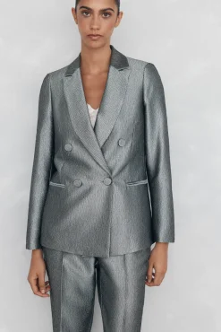 Blazer fantasía doble botonadura
