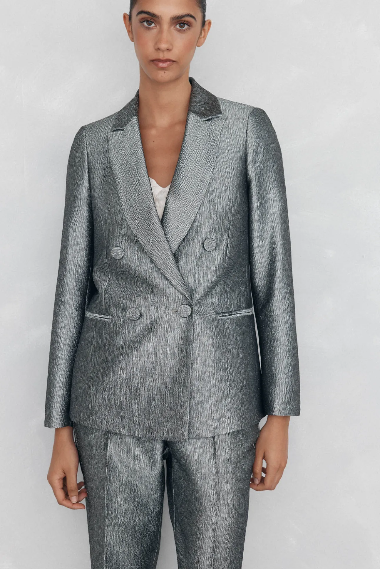 Blazer fantasía doble botonadura