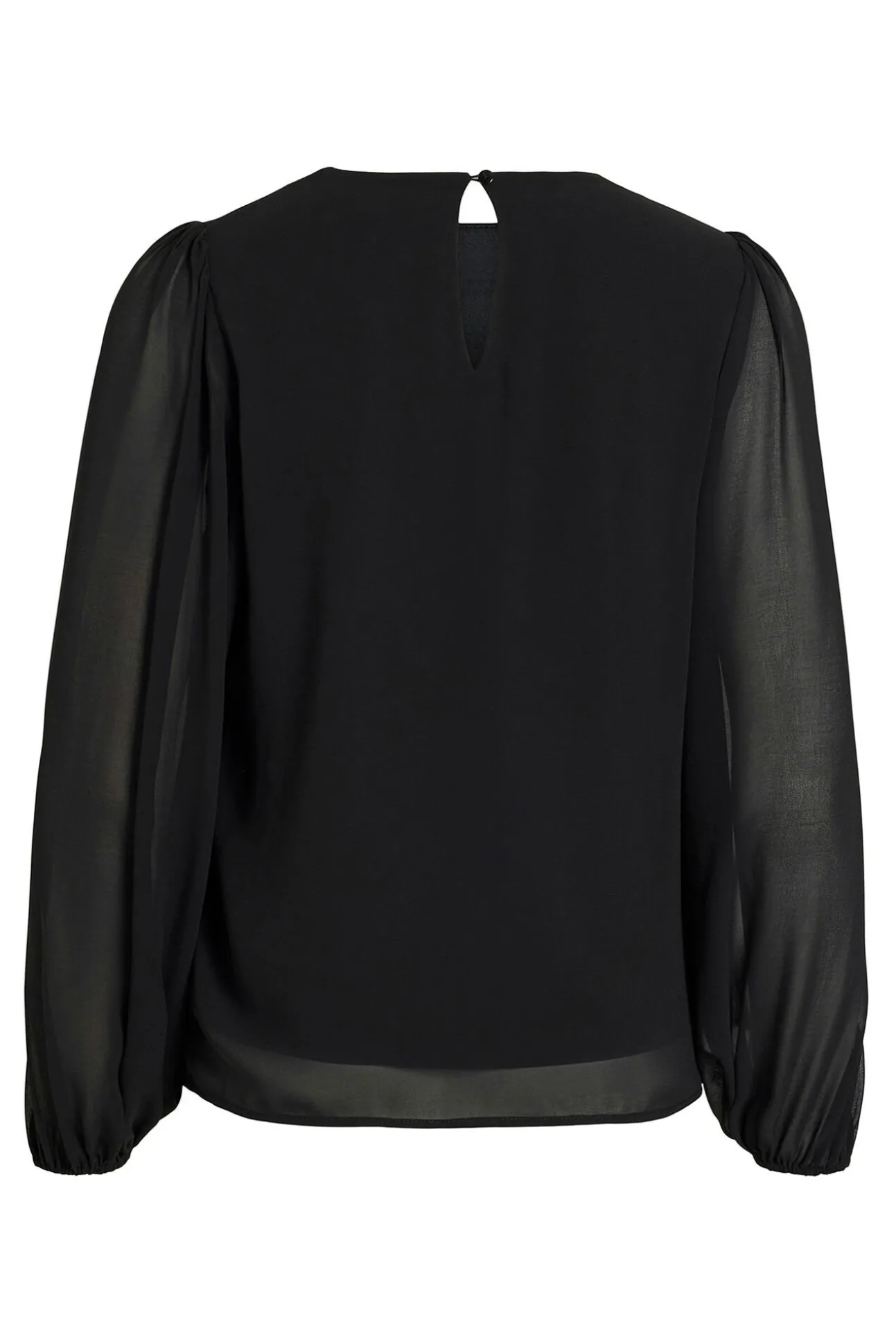 Blusa de gasa con pedrería en el cuello