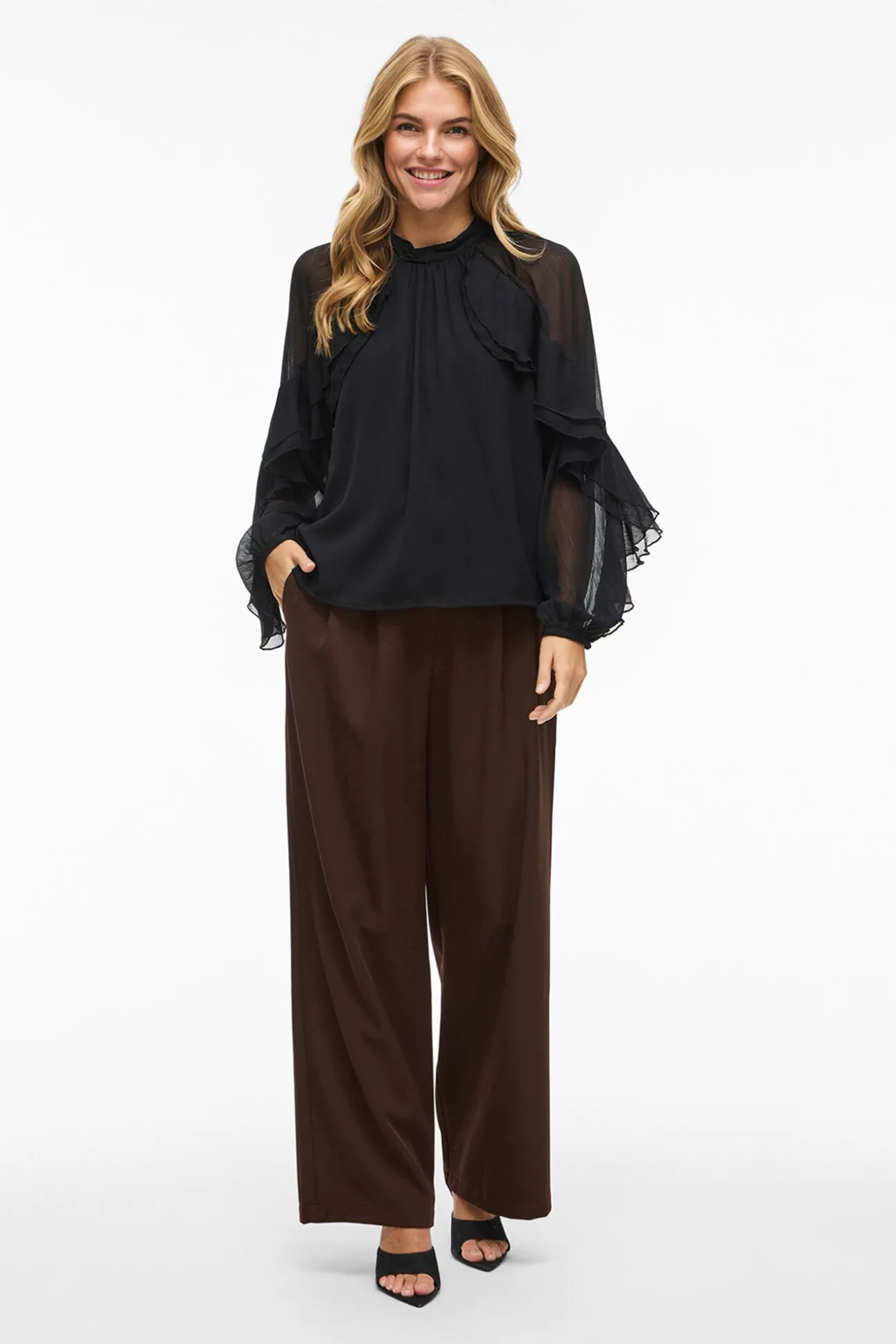 Blusa de gasa con volantes