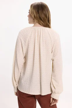 Blusa de manga larga con cuello mao