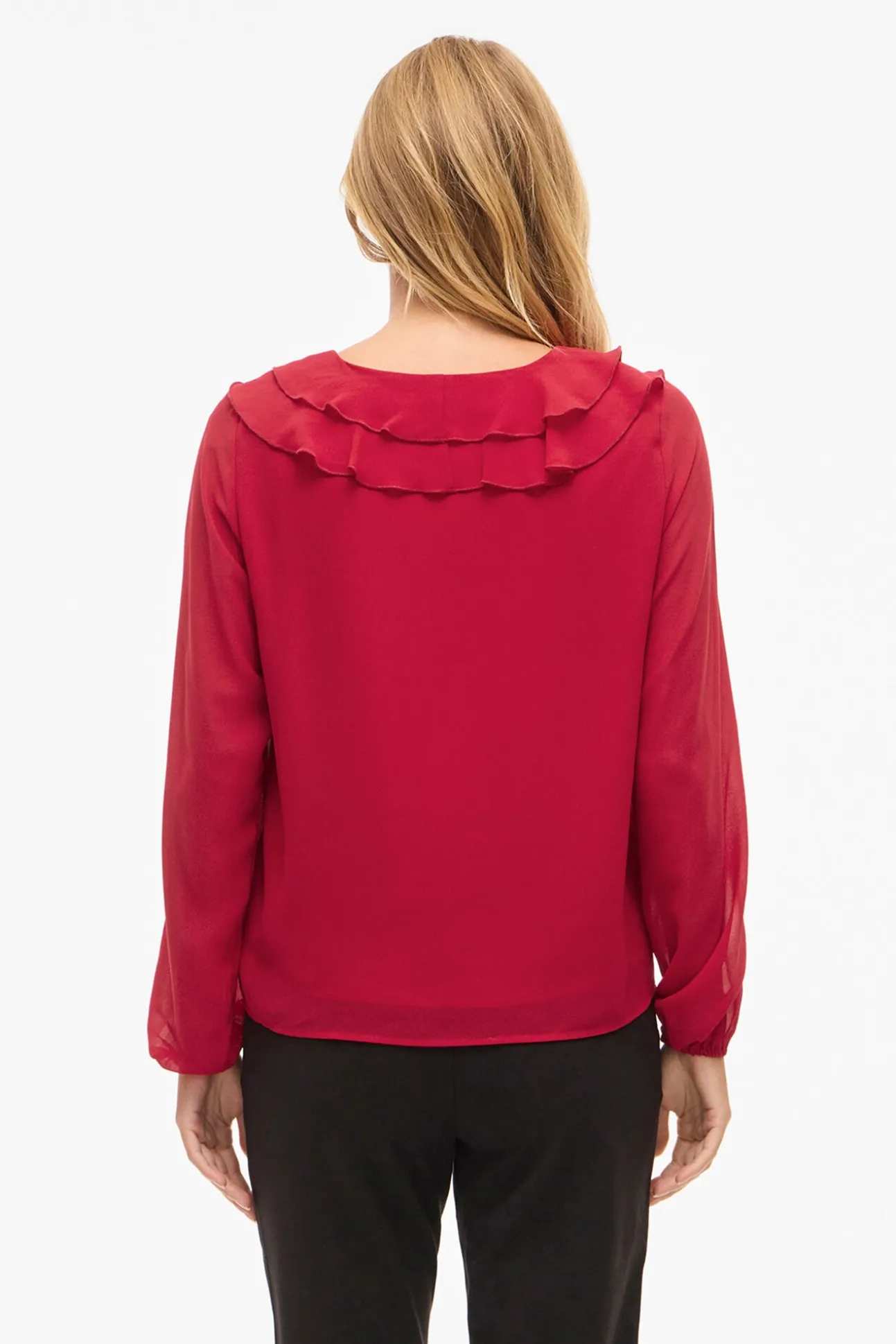 Blusa de manga larga con volantes