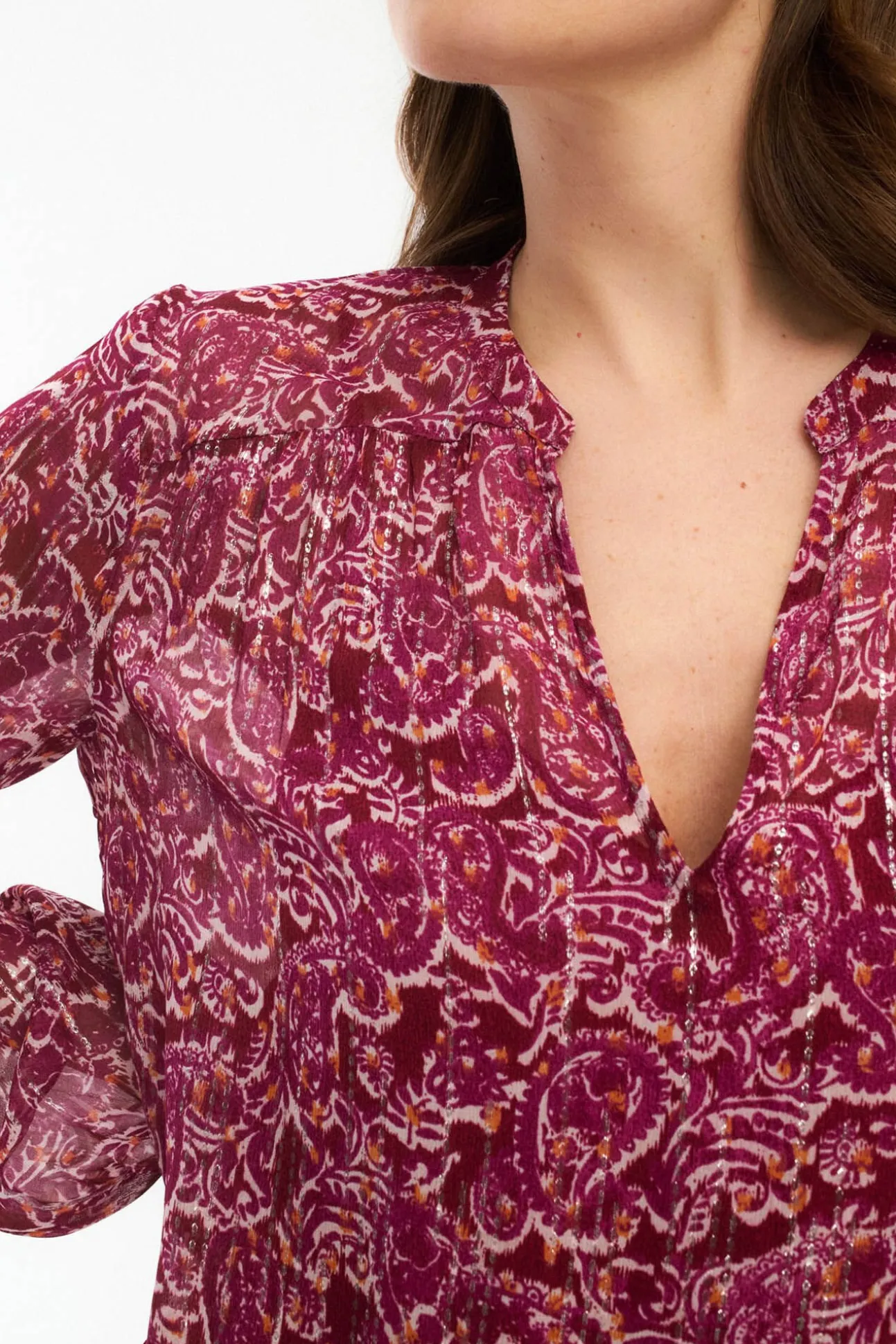 Blusa de manga larga estampada con lúrex