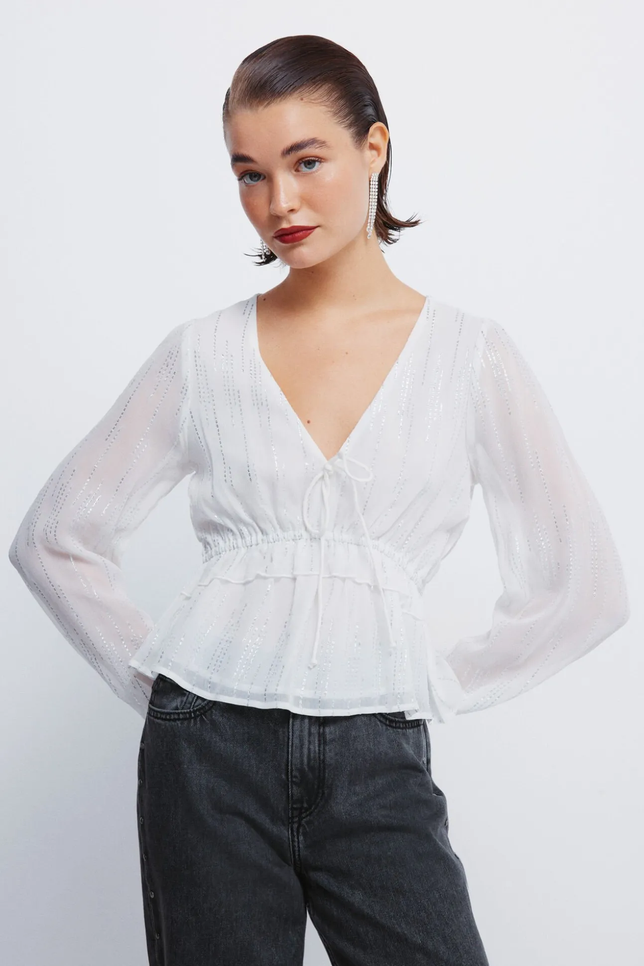 Blusa lurex goma cintura