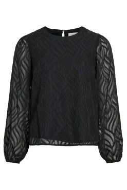 Blusa manga larga con cuello redondo