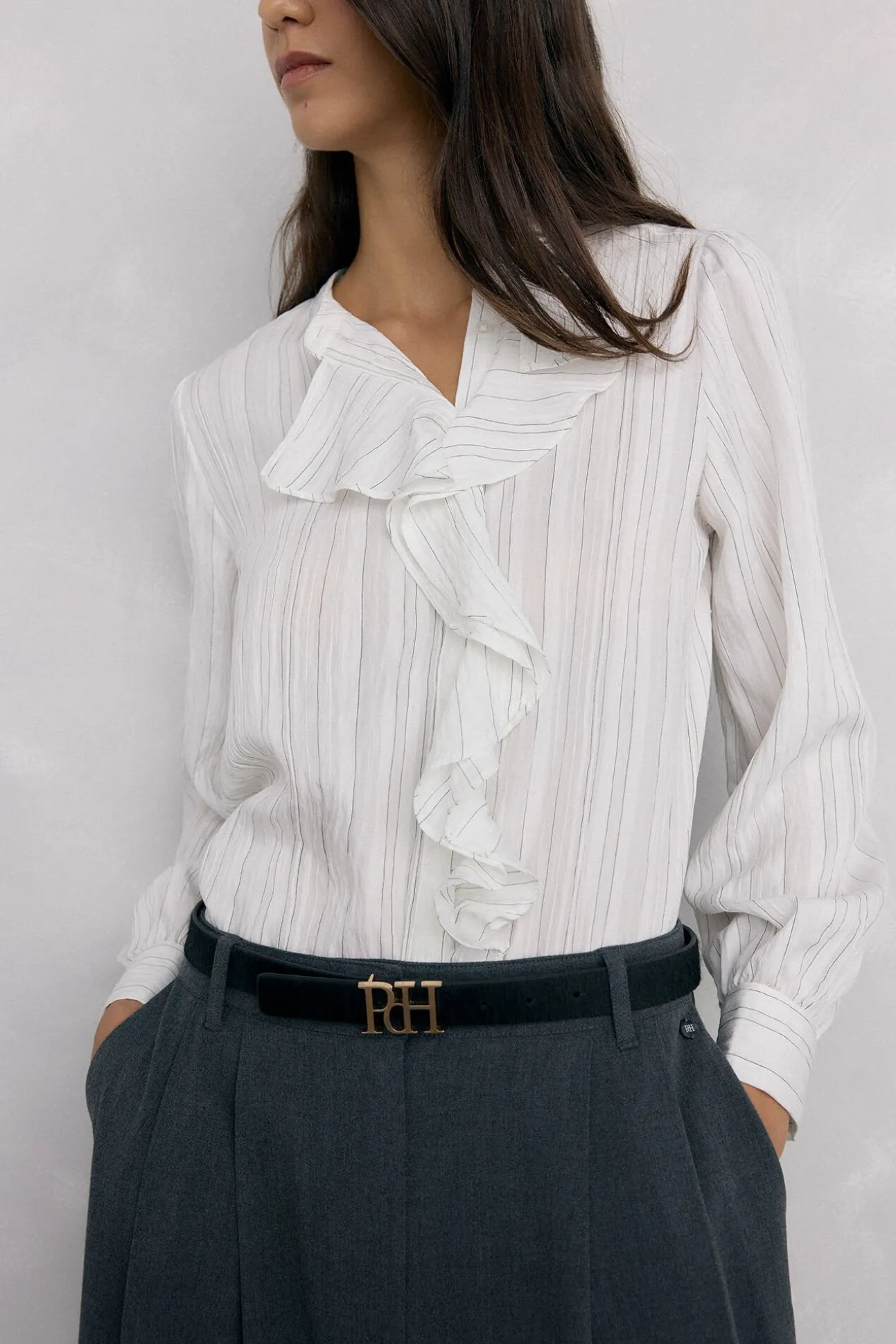 Blusa rayas volante