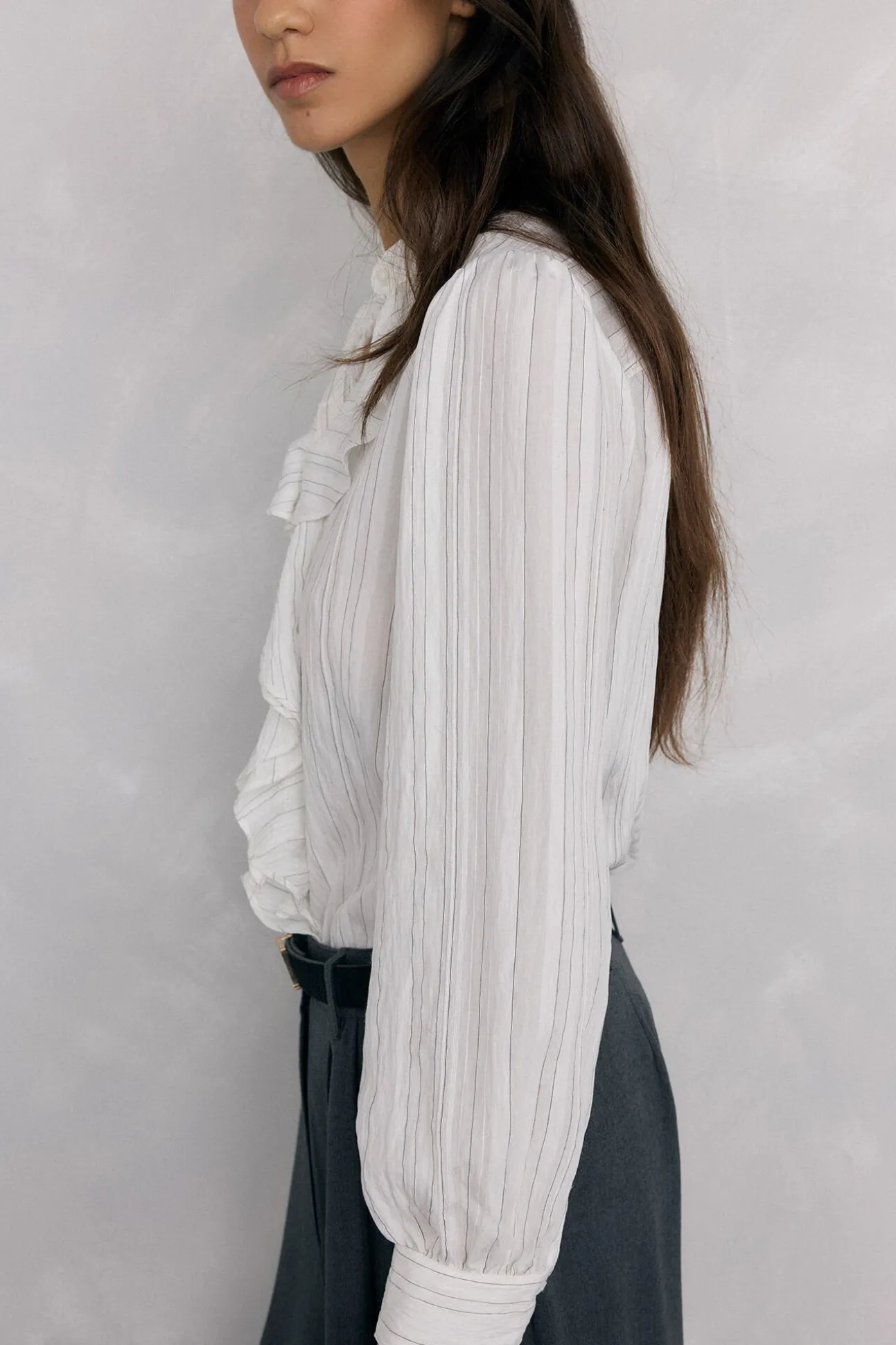 Blusa rayas volante