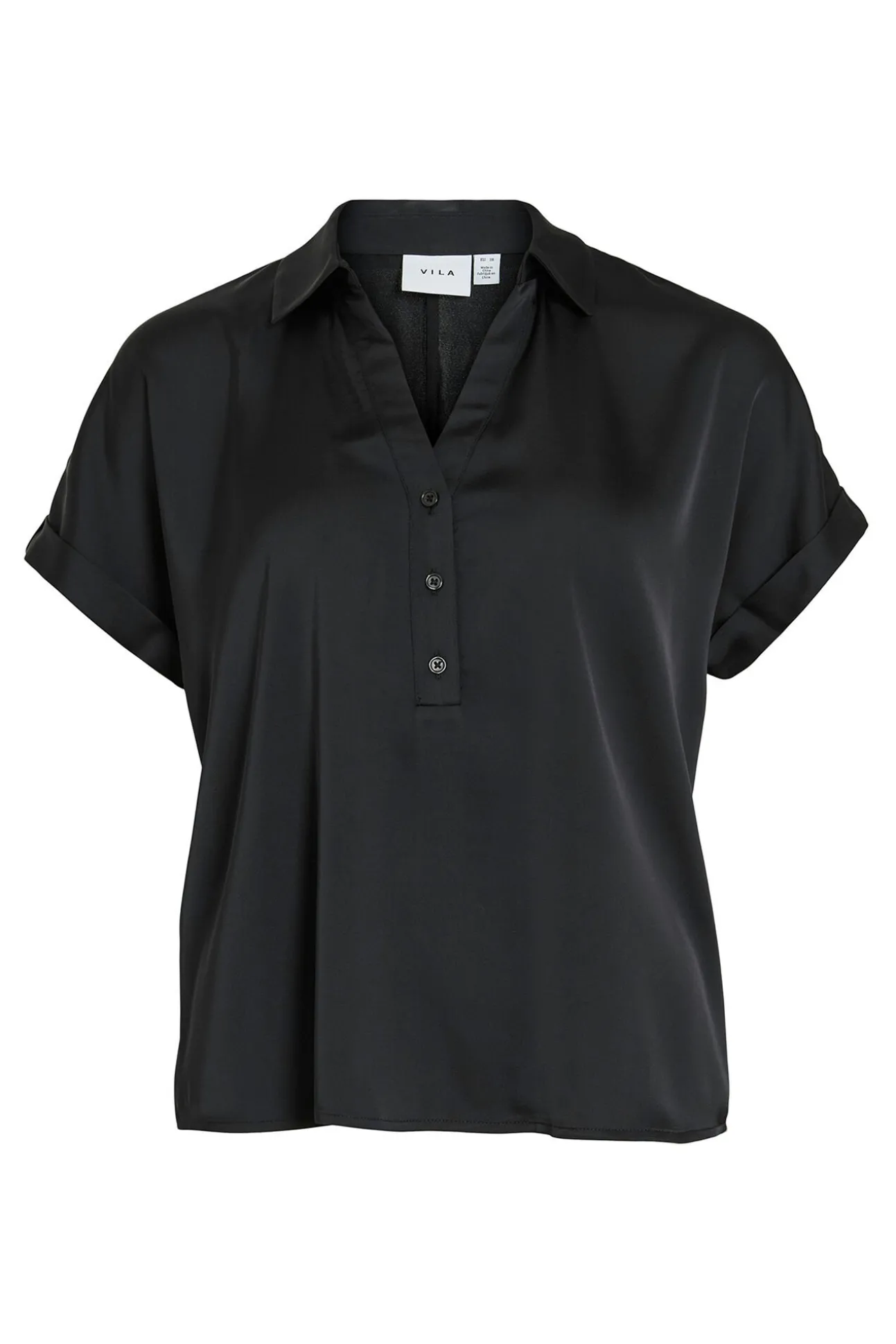 Blusa satinada de manga corta