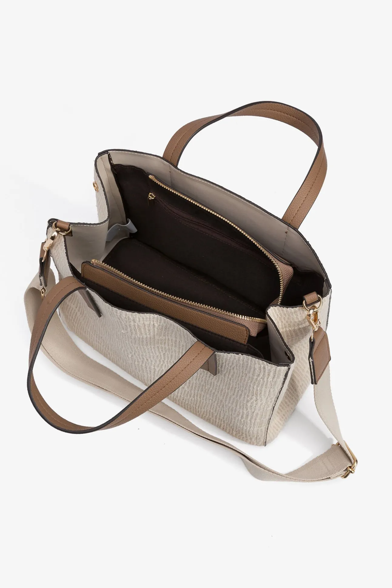 Bolso city 3 compartimentos texturizado