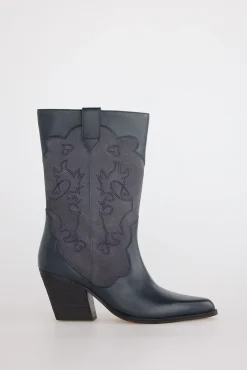 Bota piel y serraje