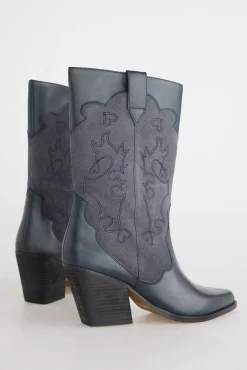 Bota piel y serraje