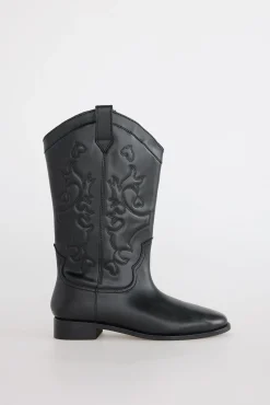 Bota plana piel