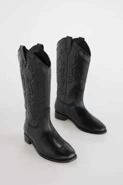 Bota plana piel