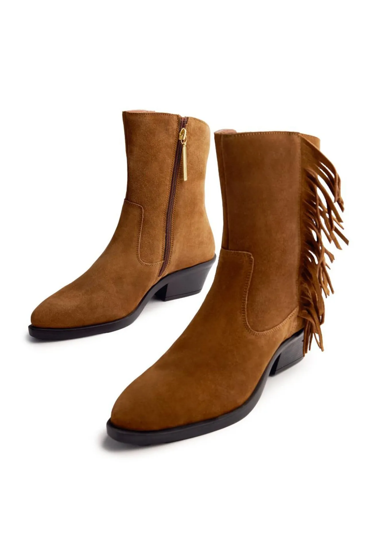 Botines cowboy piel flecos kasson