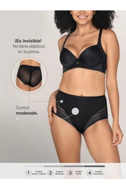 Braga faja clásica con control moderado de abdomen y bandas en tul