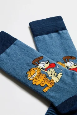 Calcetines altos Besocks de Garfield de algodón orgánico color azul