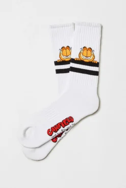 Calcetines altos deportivos Besocks de Garfield de algodón orgánico color blanco