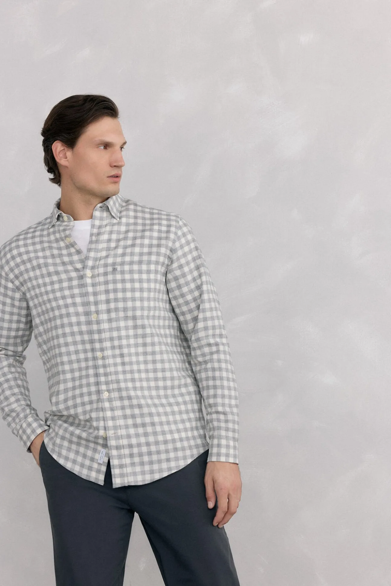 Camisa cuadros franela tejido italiano