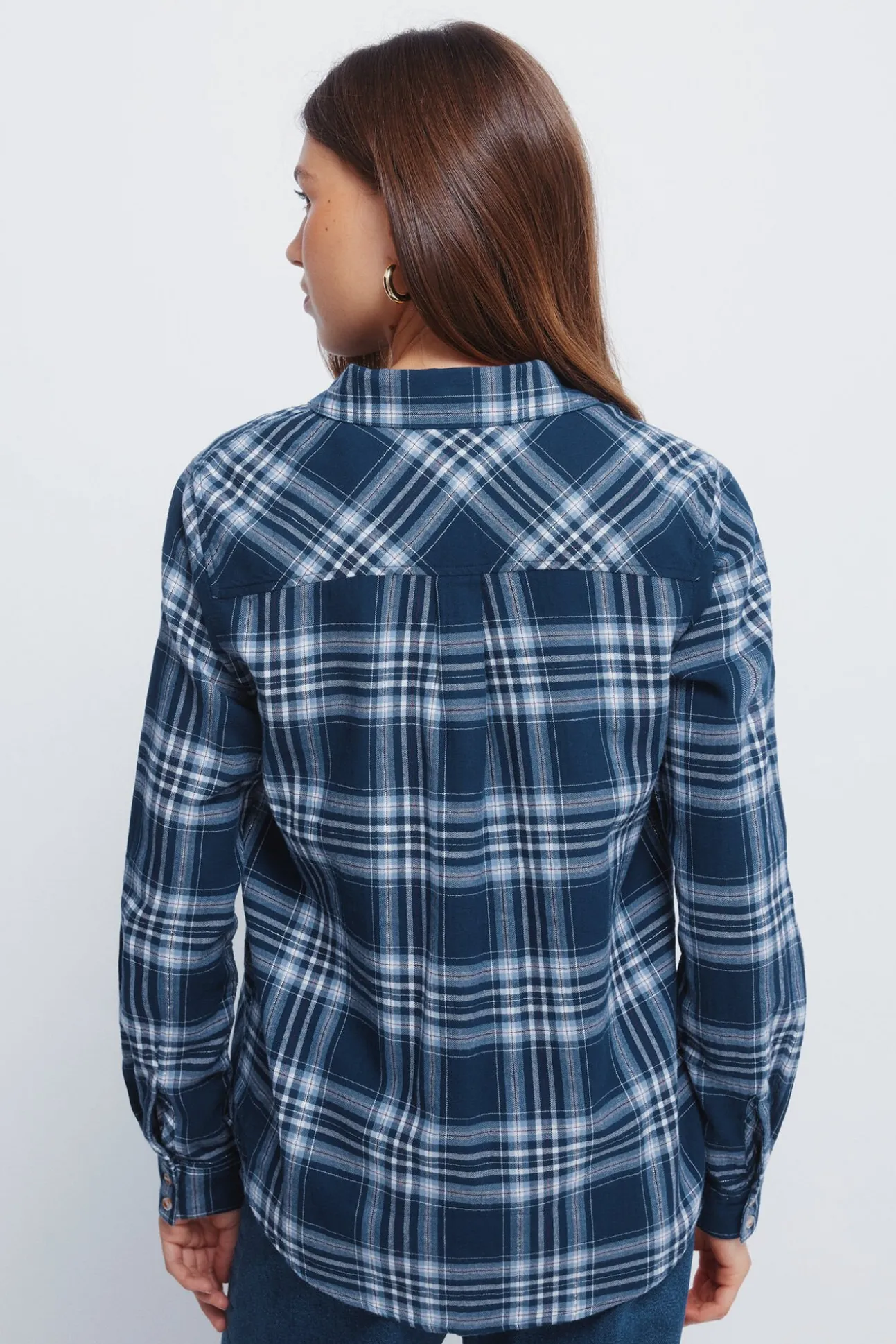 Camisa cuadros lurex bolsillo