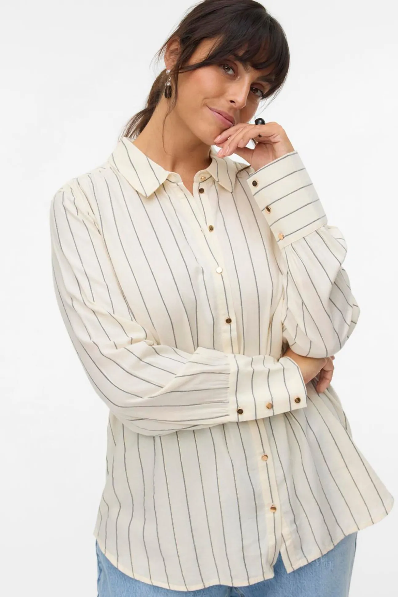 Camisa de algodón de manga larga talla grande