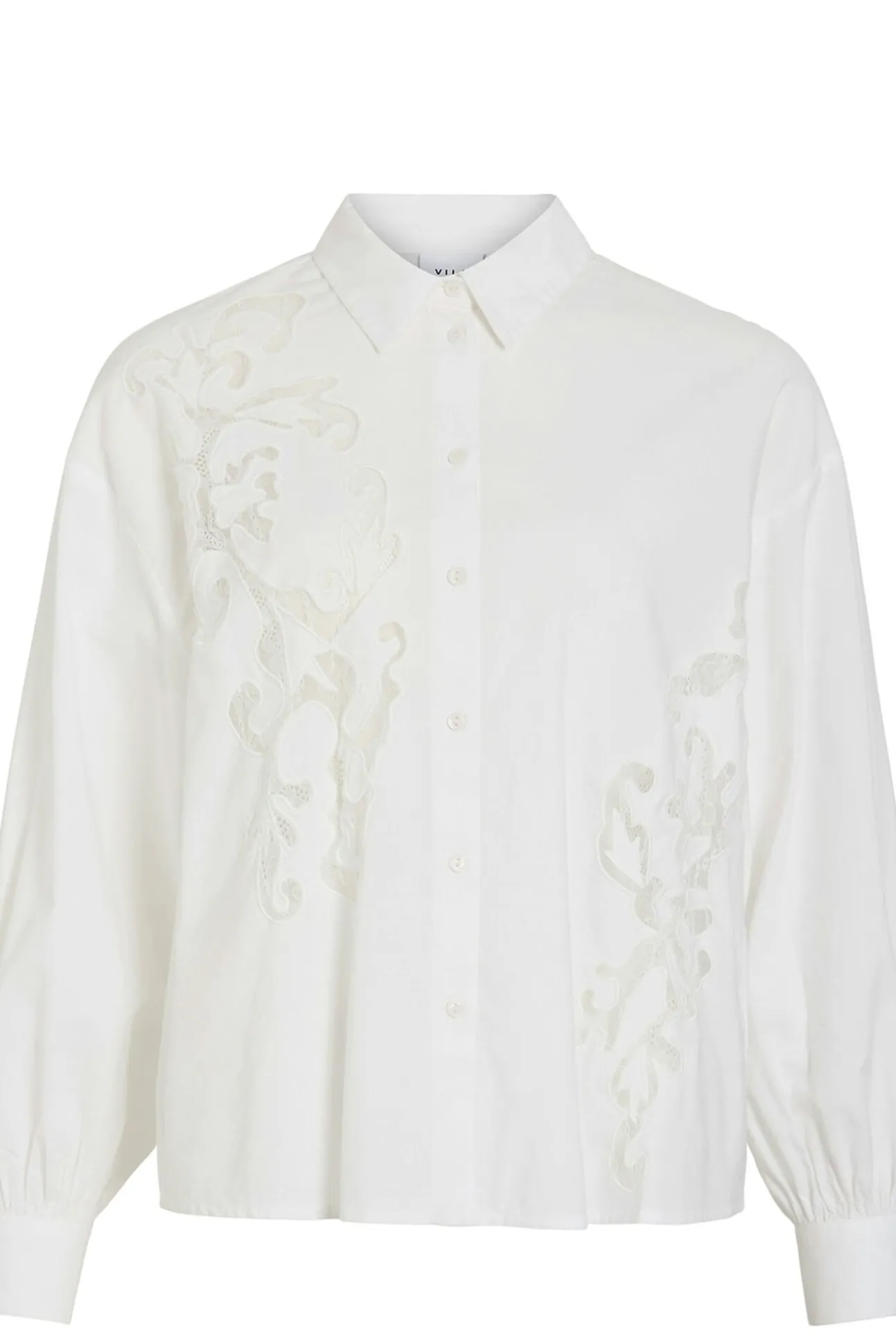 Camisa de viscosa y algodón con encaje