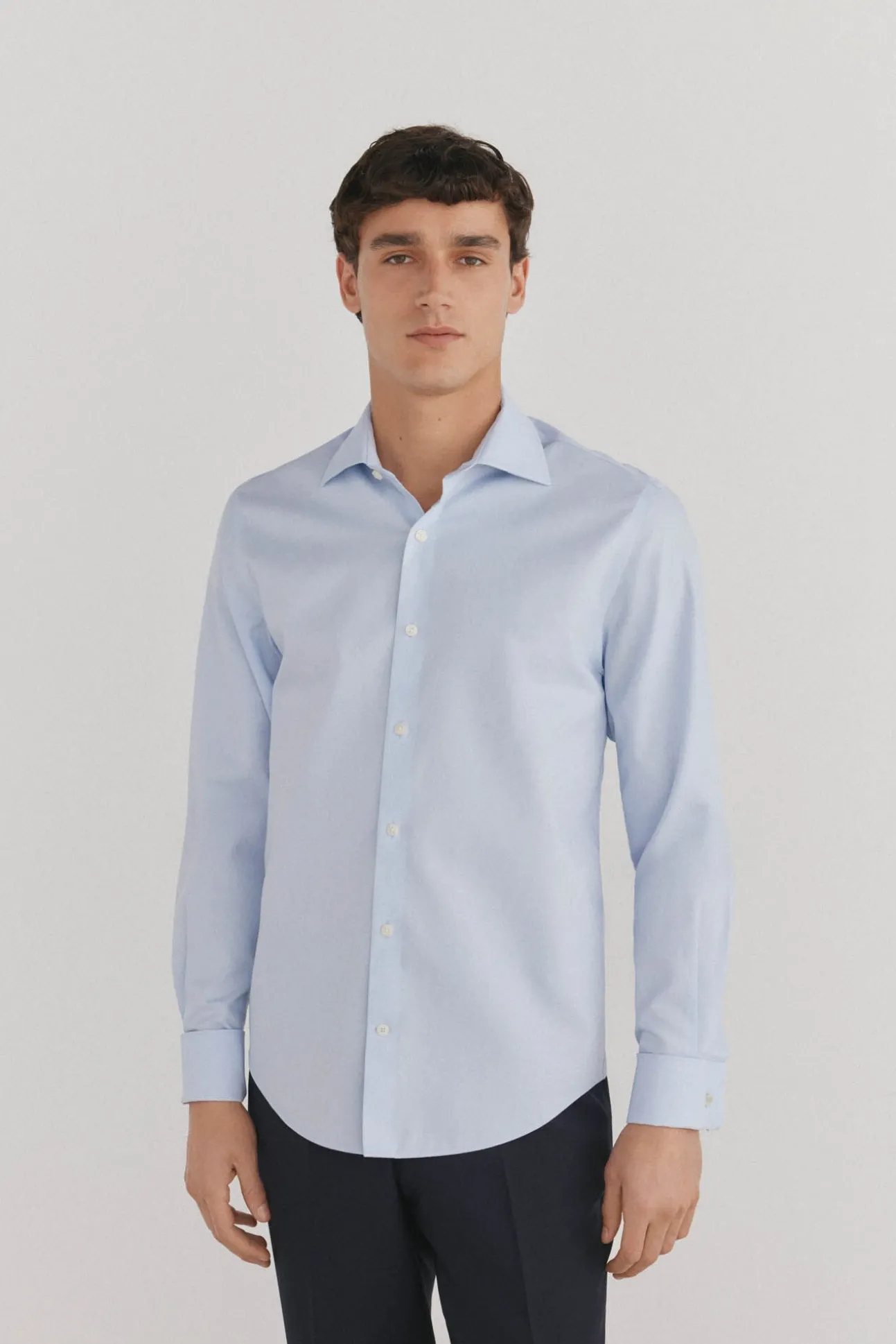 Camisa gemelos lisa non iron + antimanchas