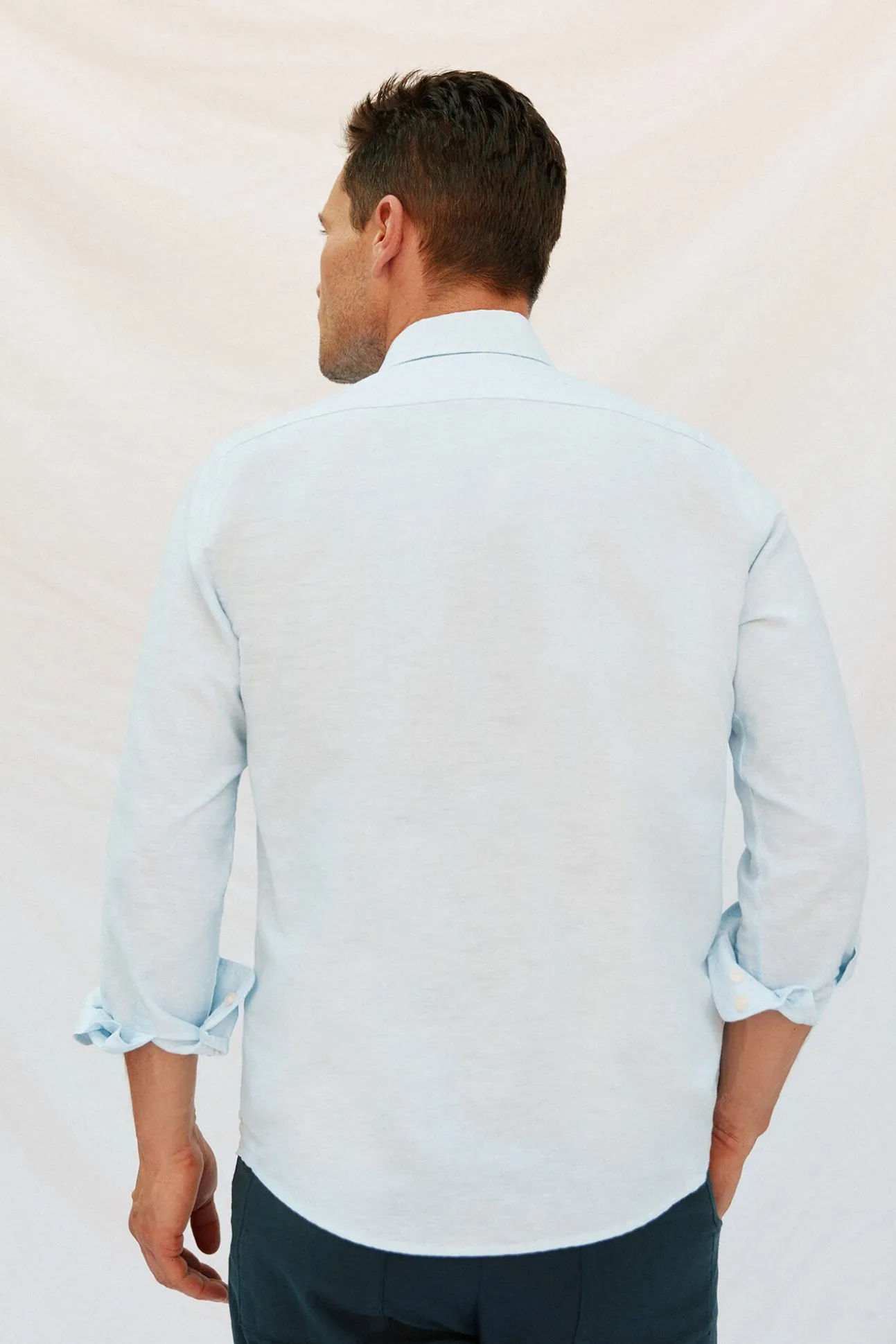 Camisa lino algodón liso