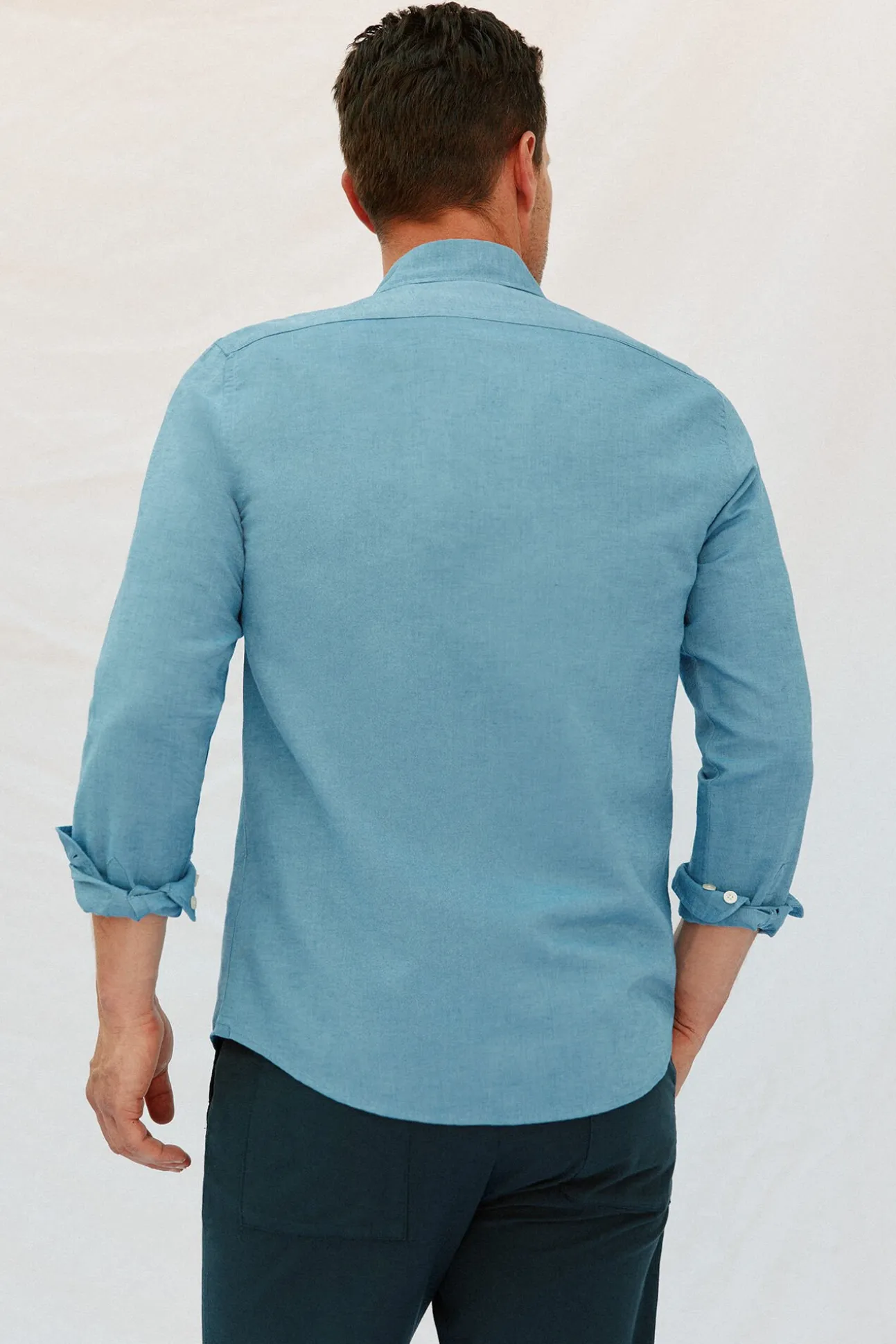 Camisa lino algodón liso