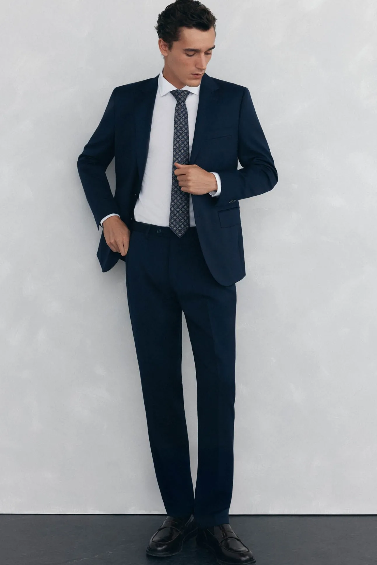Camisa lisa twill fácil plancha + anti olor slim fit