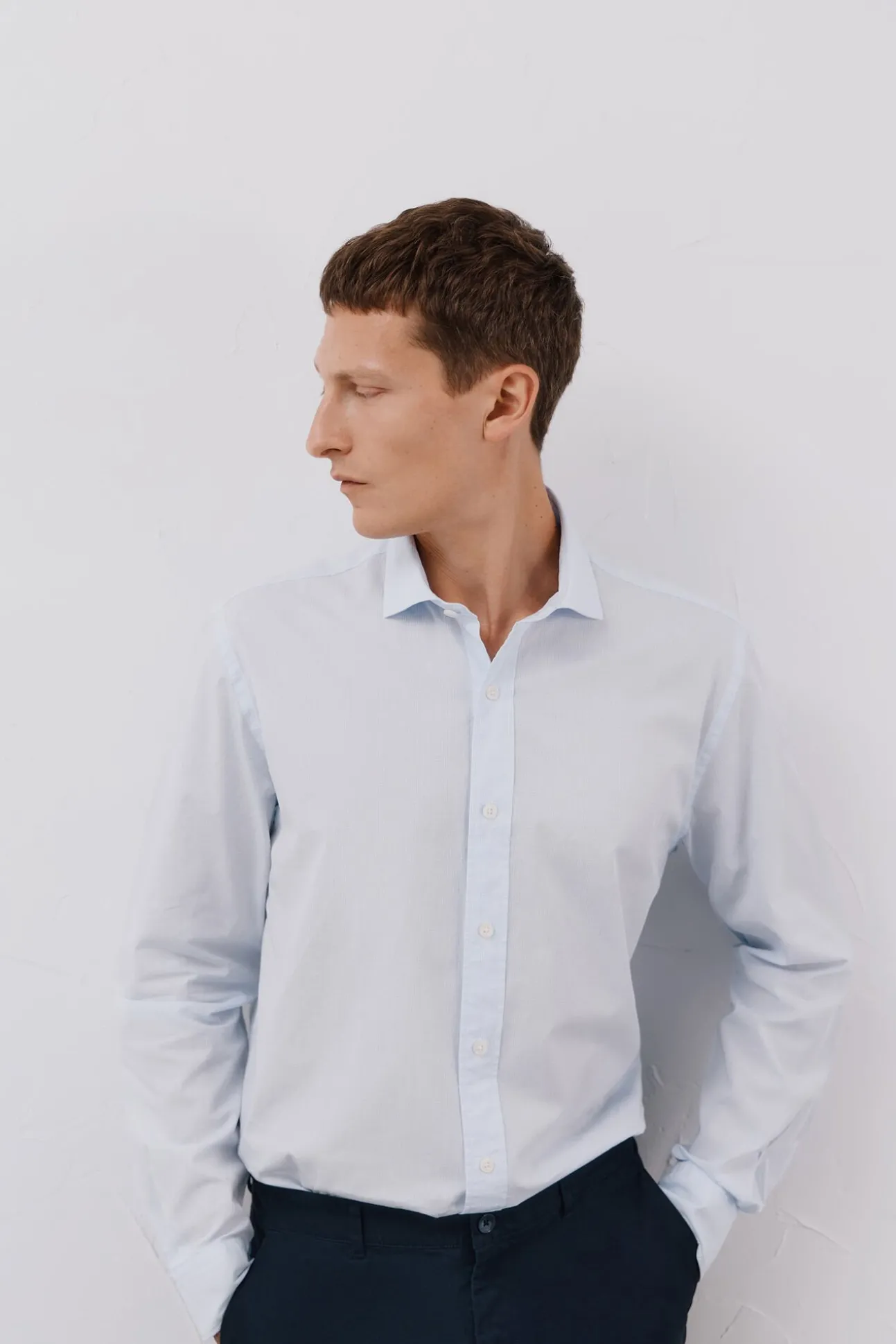 Camisa microcuadro algodón