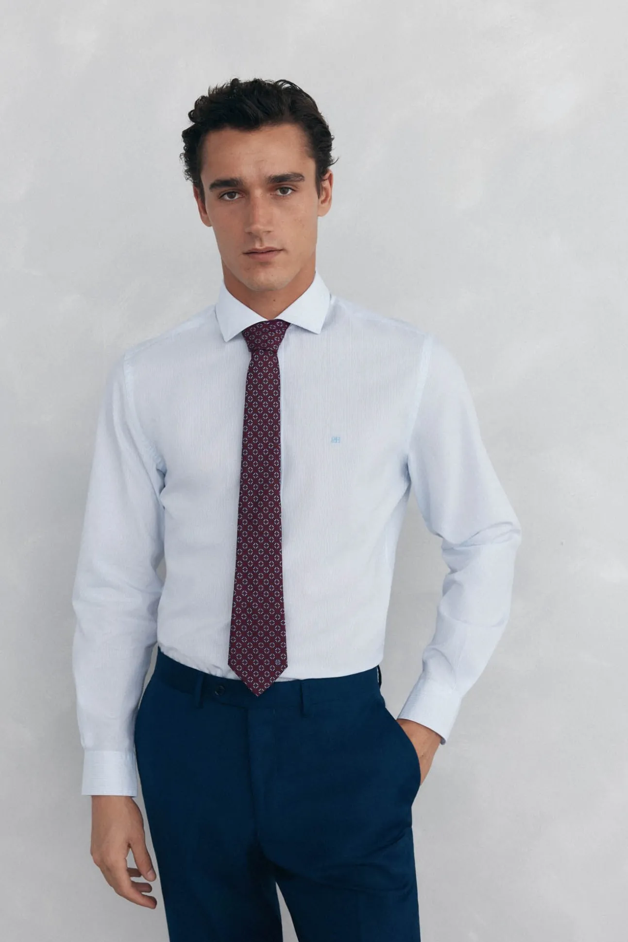 Camisa microraya fácil plancha + anti olor slim fit