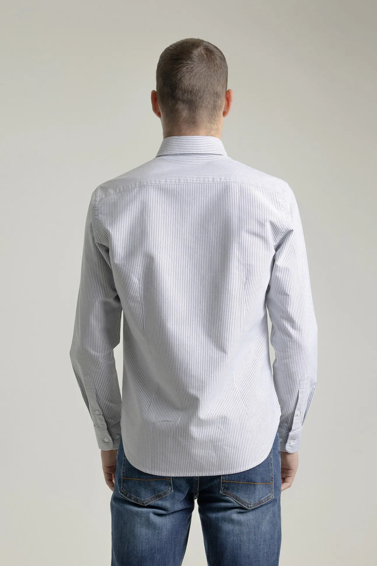 Camisa oxford slim algodón rayas