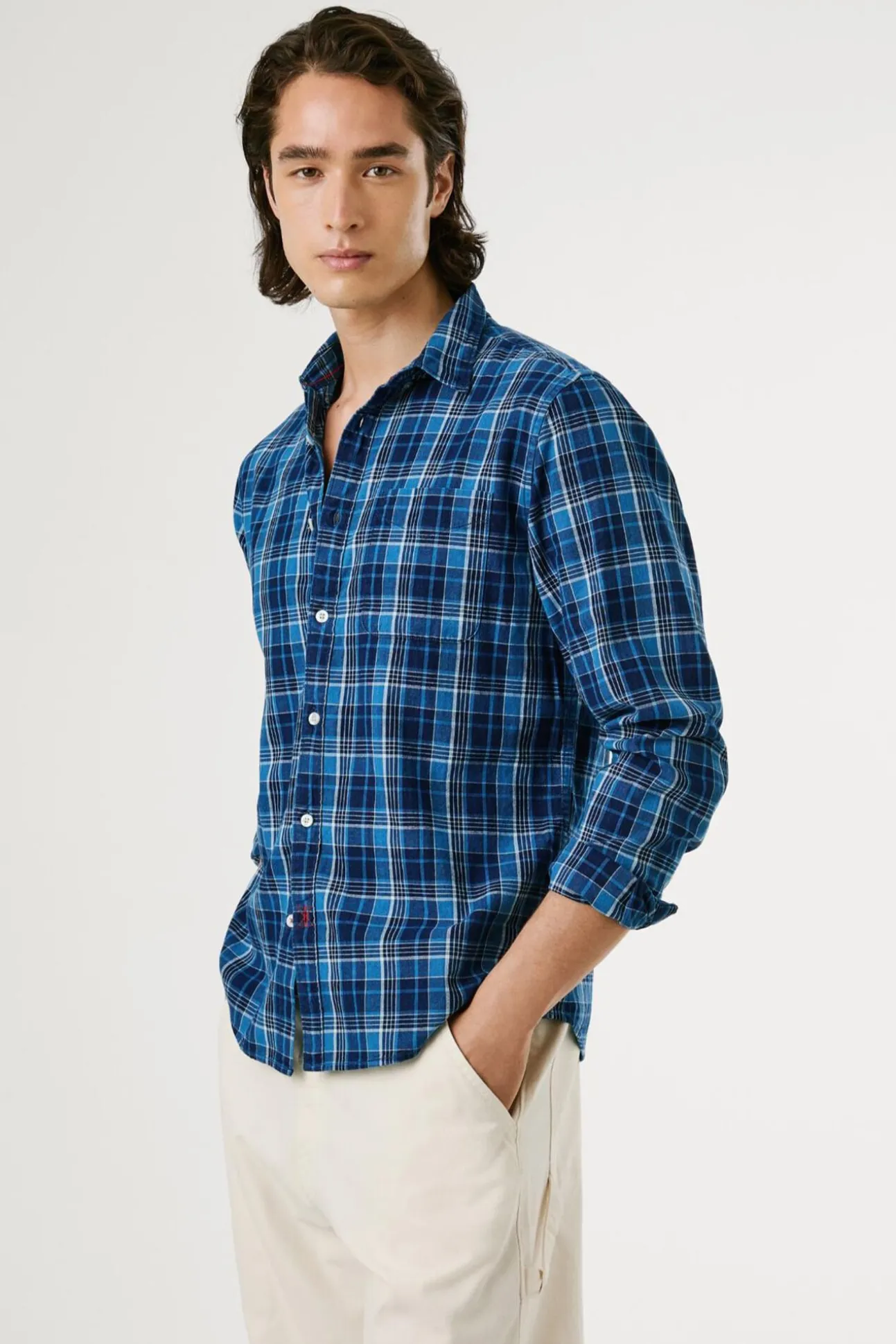 Camisa Popelín Cuadros Fit Regular