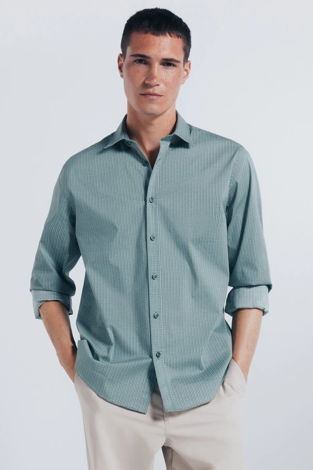 Camisa popelín micro estampado