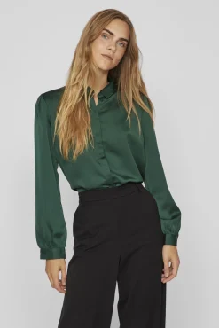 Camisa satinada manga larga