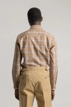 Camisa slim algodón cuadro tartán