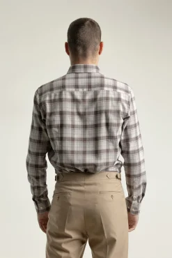 Camisa slim algodón cuadro tartán