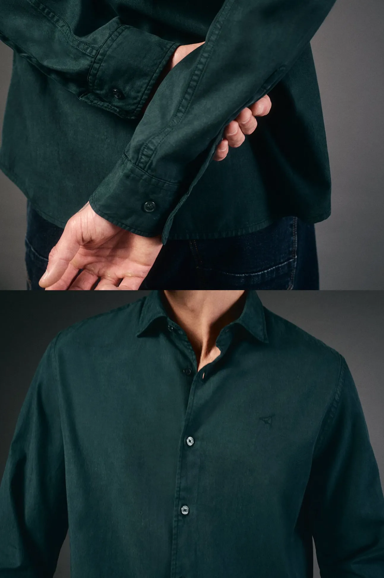 Camisa twill liso tencel algodón