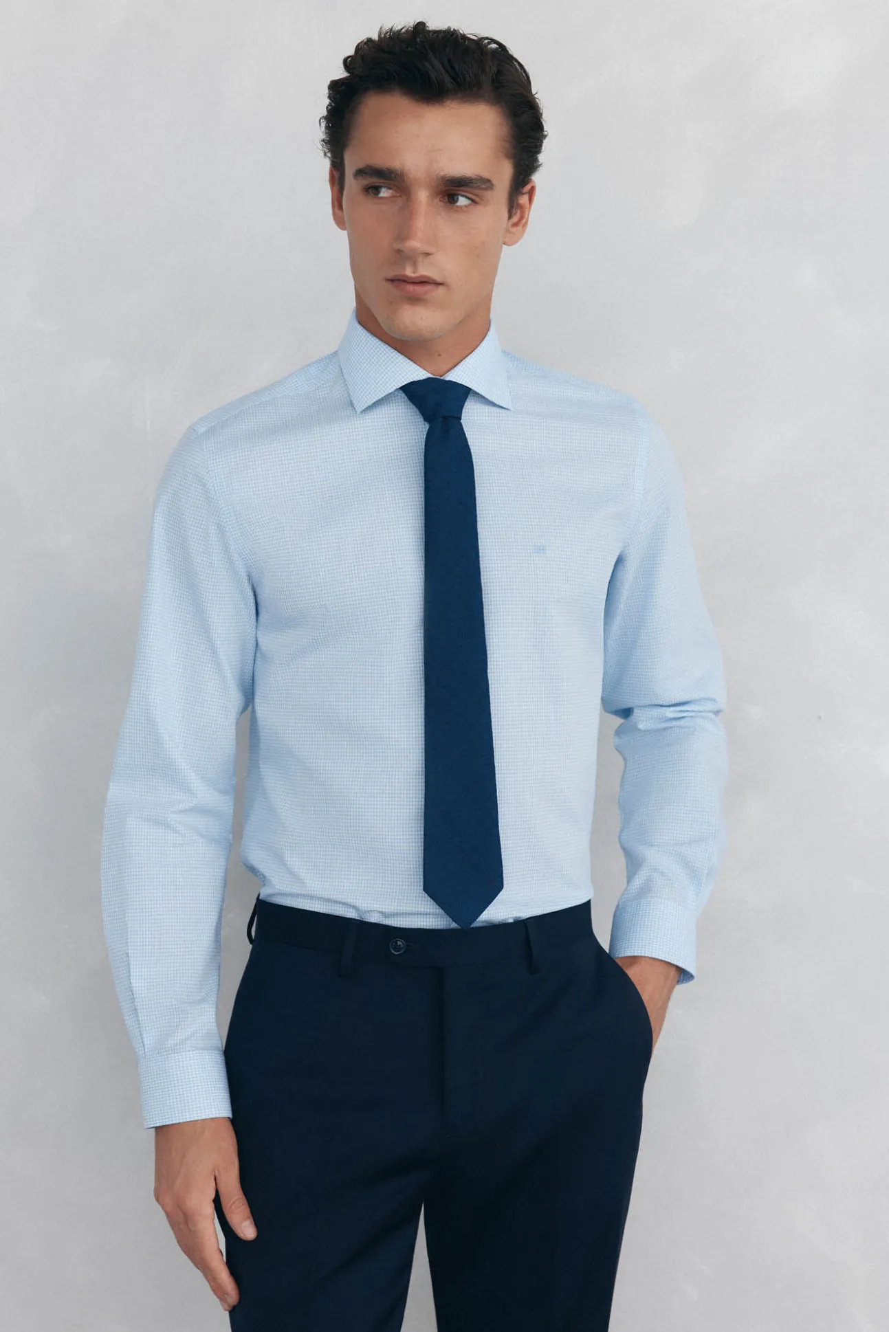Camisa vestir cuadros non iron + antimanchas