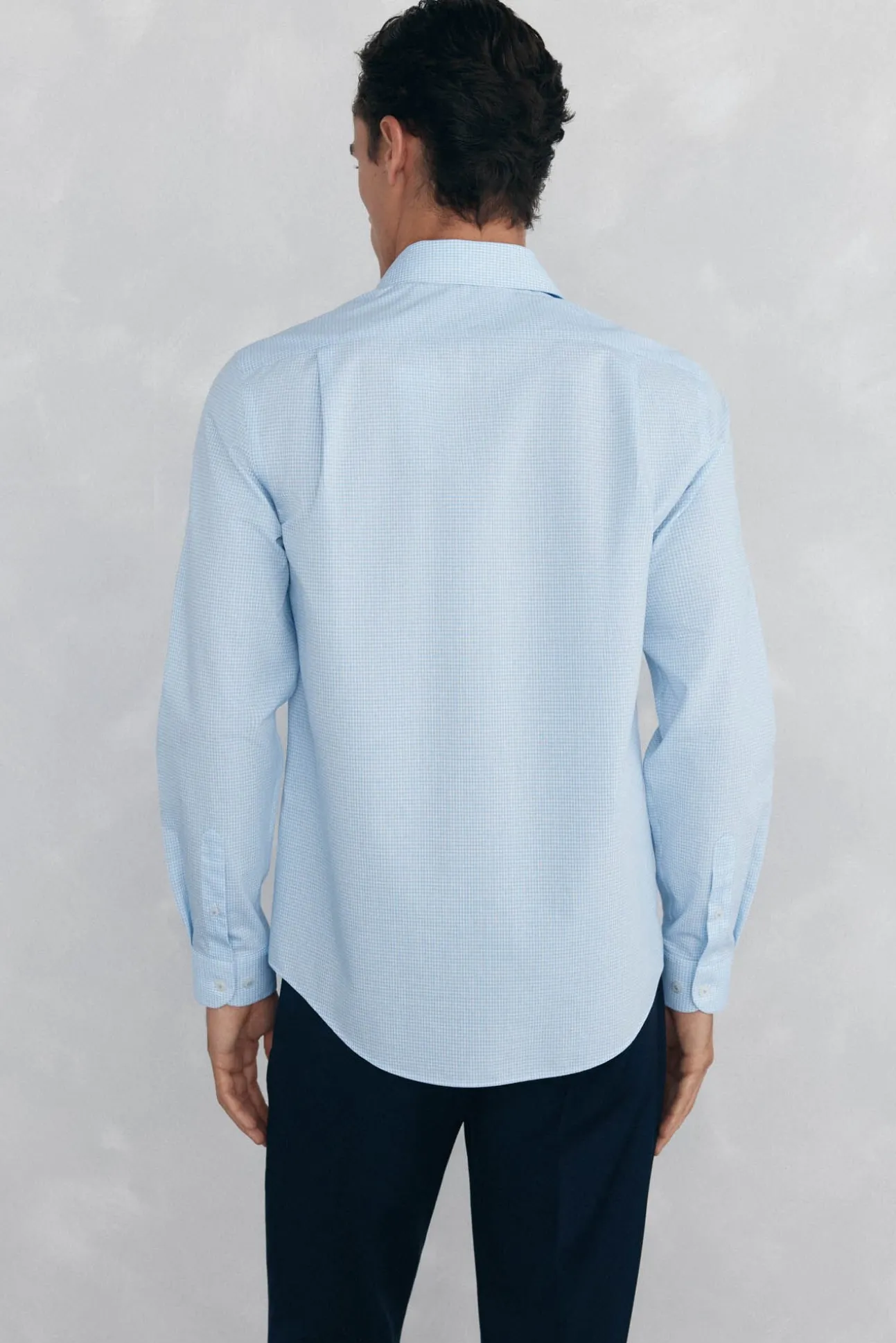 Camisa vestir cuadros non iron + antimanchas