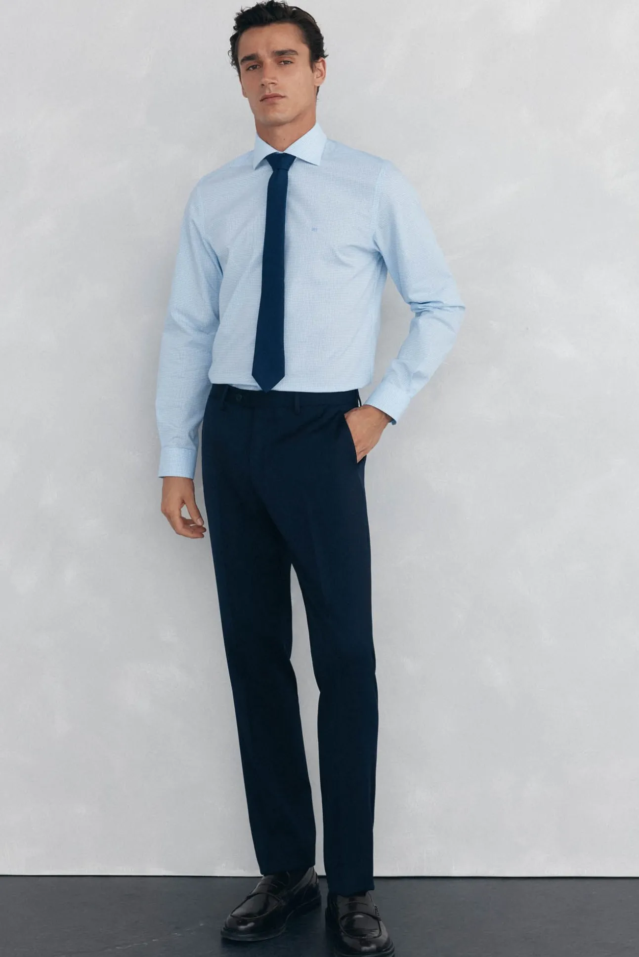 Camisa vestir cuadros non iron + antimanchas